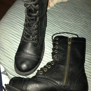 Black combat boots